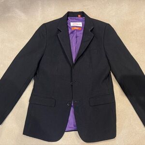 OppoSuits Black Blazer with Purple Interior